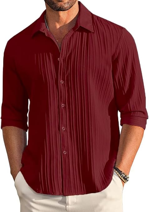 CB-COLEBROOK Men's Casual Button Down Shirts Long Sleeve Linen