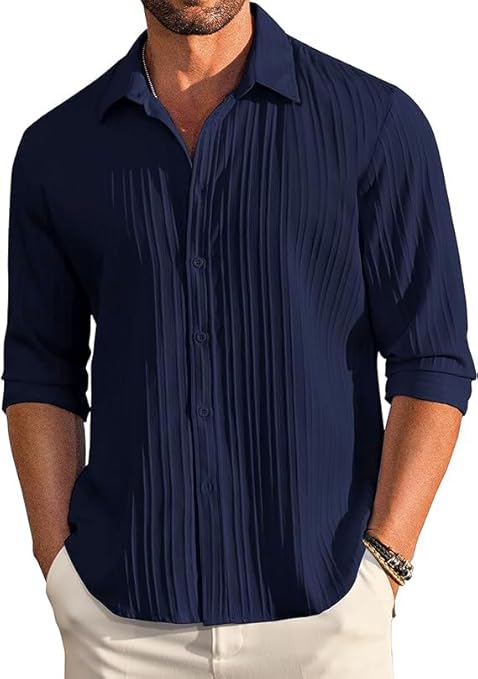 CB-COLEBROOK Men's Casual Button Down Shirts Long Sleeve Linen
