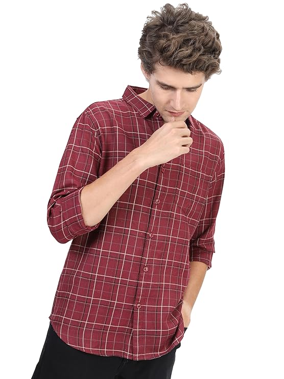 KETCH Men Slim Fit Checked Full Sleeve Shirt